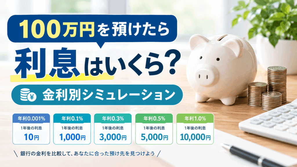 100万円を預けたら利息はいくら？