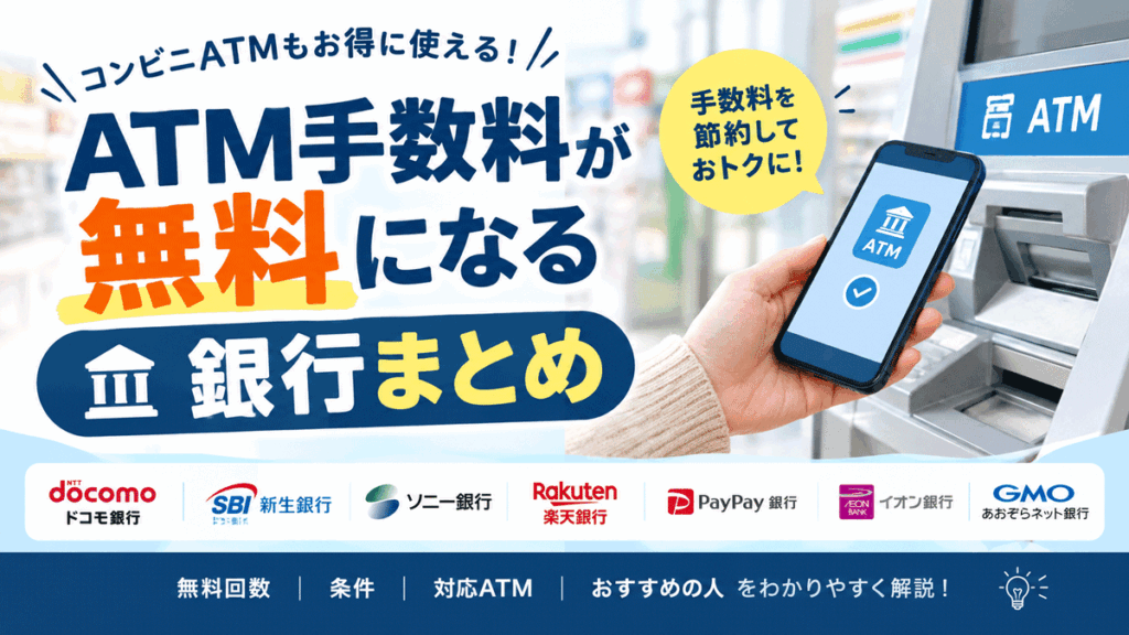 ATM手数料が無料になる銀行まとめ