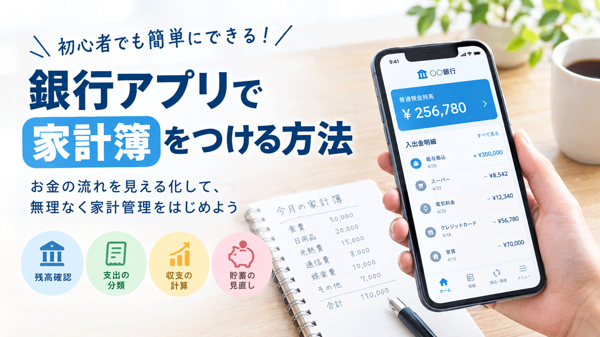 銀行アプリで家計簿をつける方法