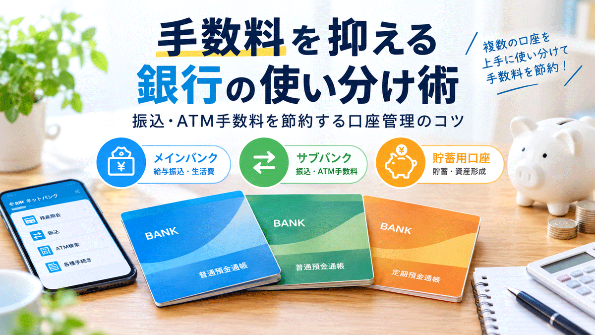 手数料を抑える銀行の使い分け術