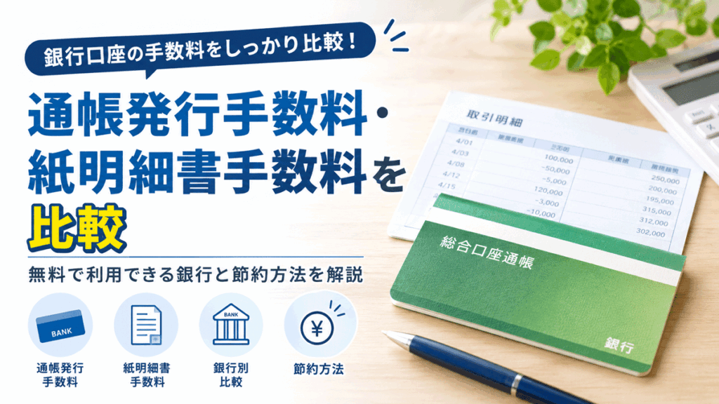 通帳発行手数料・紙明細書手数料を比較