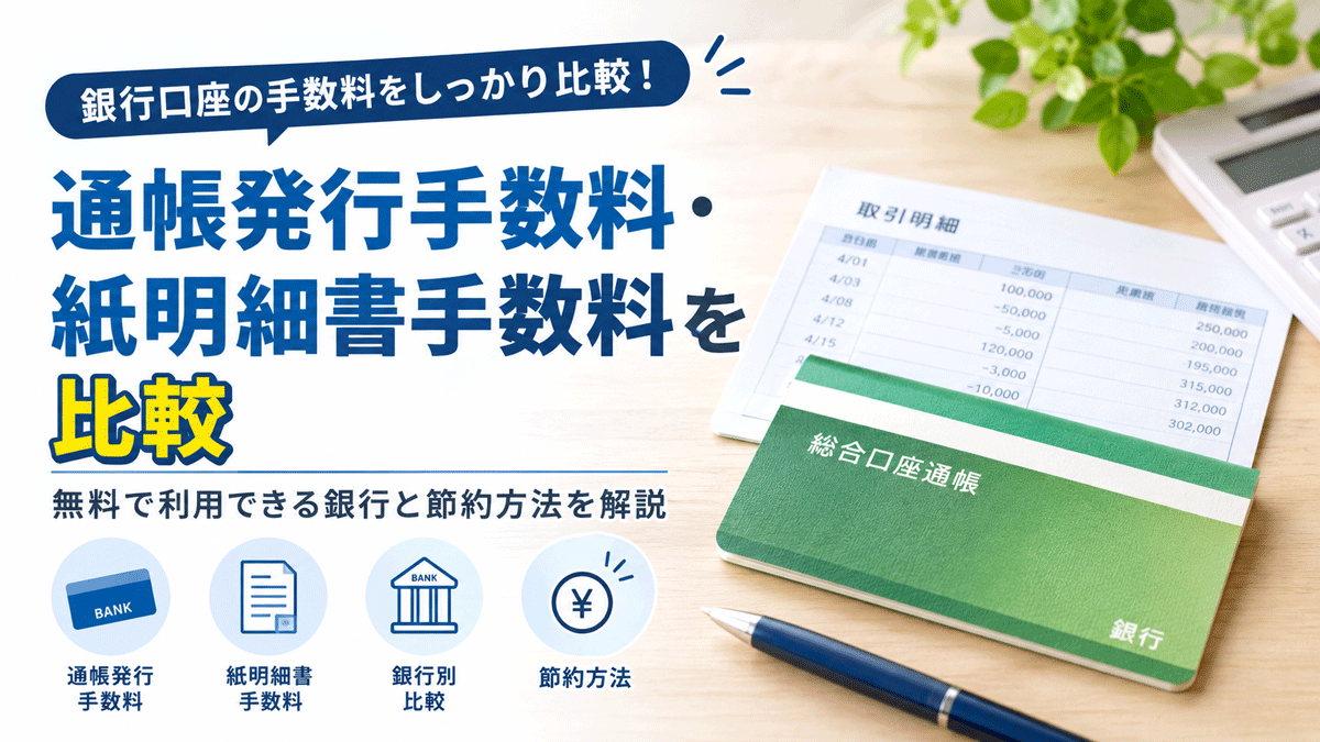 通帳発行手数料・紙明細書手数料を比較