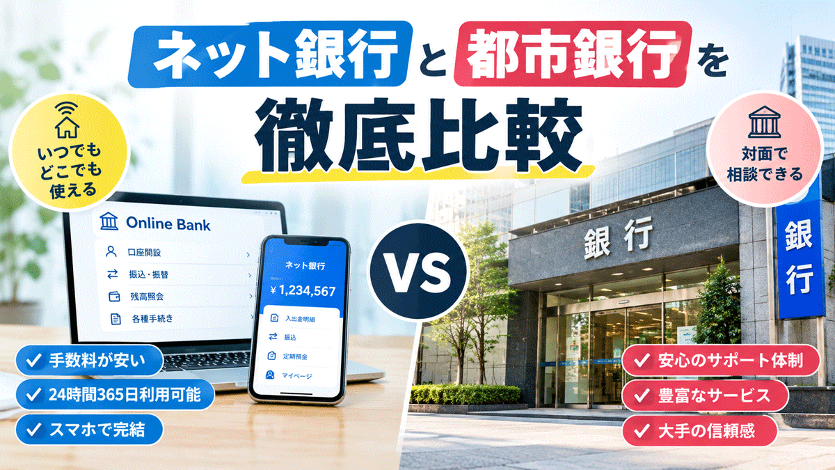 ネット銀行と都市銀行を徹底比較