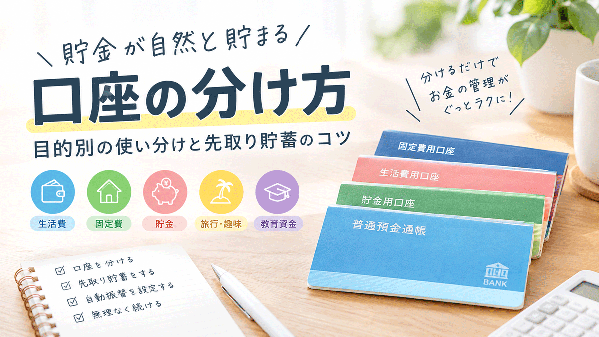 貯金が自然と貯まる口座の分け方